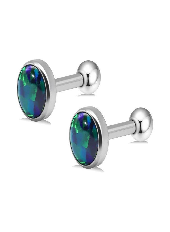 BLISI 16g Titanium Internally Threaded Earrings with Screw Back for Sensitive Ears Hypoallergenic Cartilage Tragus Helix Ear Piercing Diameter (Black Opal 1, 5mm) - Image 1